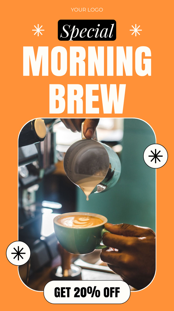 Plantilla de diseño de Morning Bold Coffee With Cream At Discounted Rates Instagram Story 