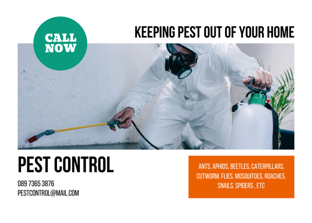 Amazing Pest Control And Eradication Services Flyer 5x7in Horizontal Modelo de Design