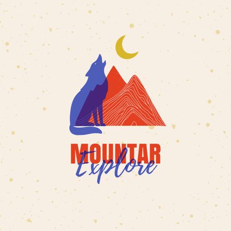 Designvorlage Travel Tour Offer with Mountains and Wild Wolf für Animated Logo