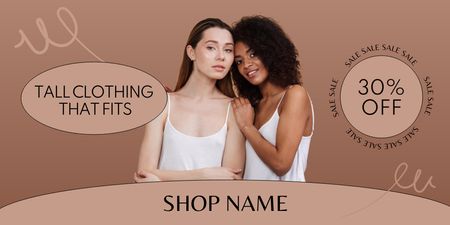 Offer of Clothing for Tall with Multiracial Women Twitter Design Template