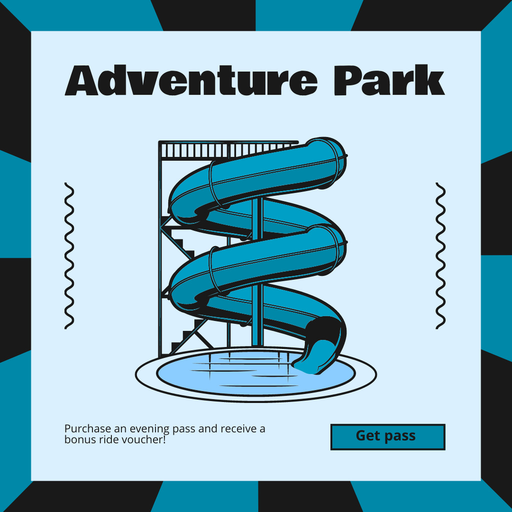 Ontwerpsjabloon van Instagram van Water Slides And Voucher Offer For Amusement Park