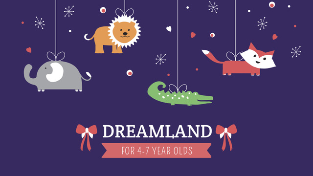 Cute hanging Toy Animals FB event cover – шаблон для дизайну