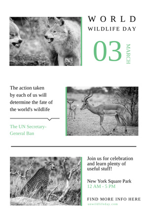World Wildlife Day Animals in Natural Habitat Invitation 6x9in Design Template