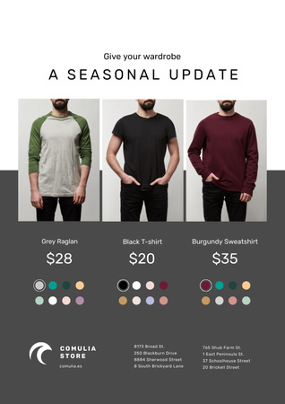 Seasonal Clothes Discount And Clearance for Men Poster Design Template