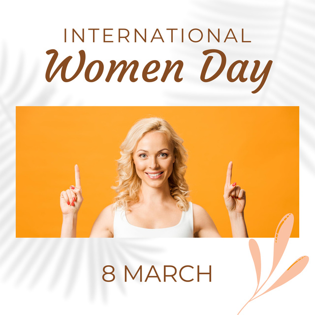 International Women's Day Greeting with Attractive Smiling Woman Instagram – шаблон для дизайна