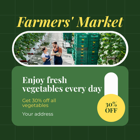Plantilla de diseño de Verduras frescas todos los días en el mercado de agricultores Instagram 