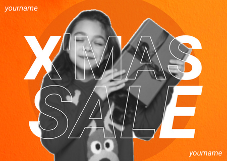 Designvorlage X-mas Sale of Gifts for Kids Orange für Card