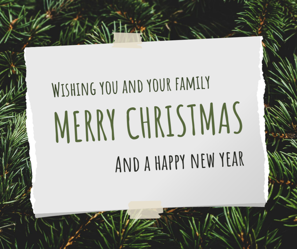 Lovely Christmas And New Year Wishes With Fir Tree Twigs Facebook Design Template