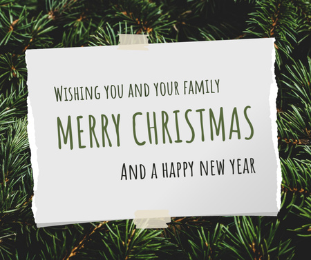 Szép karácsonyi és újévi kívánságok fenyőfa gallyakkal Facebook tervezősablon