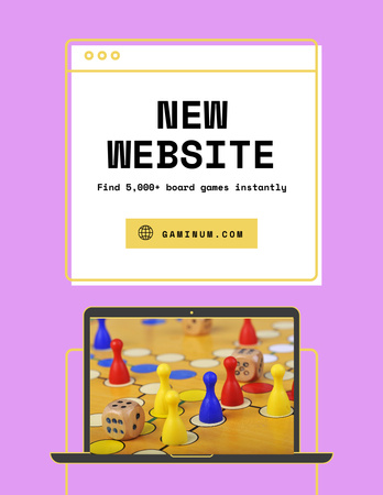 Designvorlage Benutzerfreundliche Website-Werbung für Brettspiele in Pink für Poster 8.5x11in