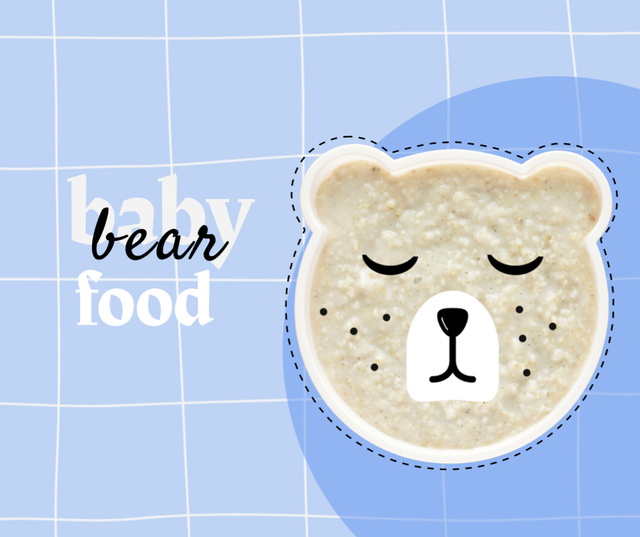 Baby Food Offer with Cute Sleeping Bear Facebook Design Template