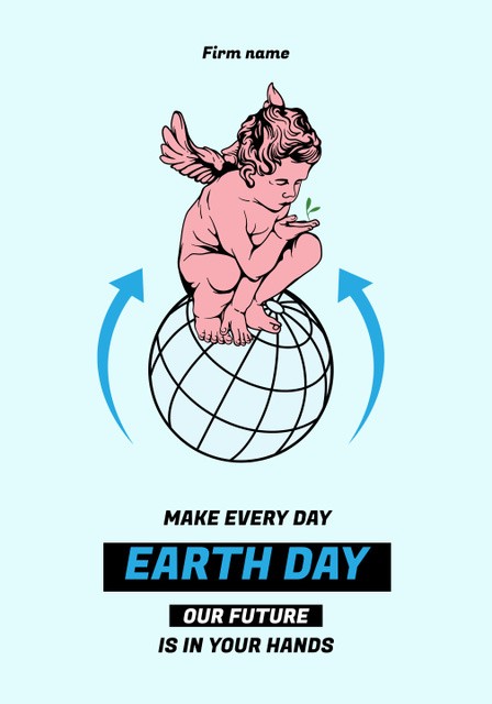 Platilla de diseño World Earth Day Announcement with Angel on Planet Poster 28x40in