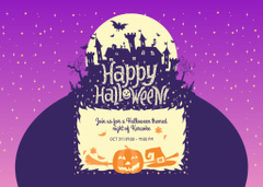 Creepy Castle And Halloween Karaoke Night In Purple