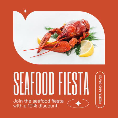 Designvorlage Anzeige von Seafood Fiesta mit Flusskrebsen für Instagram