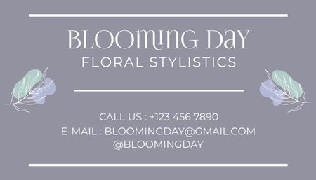 Modèle de visuel Coordonnées du fleuriste avec feuilles - Business Card US