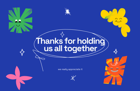 Designvorlage Dankbares Zitat mit niedlichen abstrakten Elementen für Thank You Card 5.5x8.5in