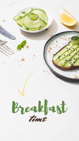 Sandwich with Cucumbers on Breakfast Instagram Story Design Template