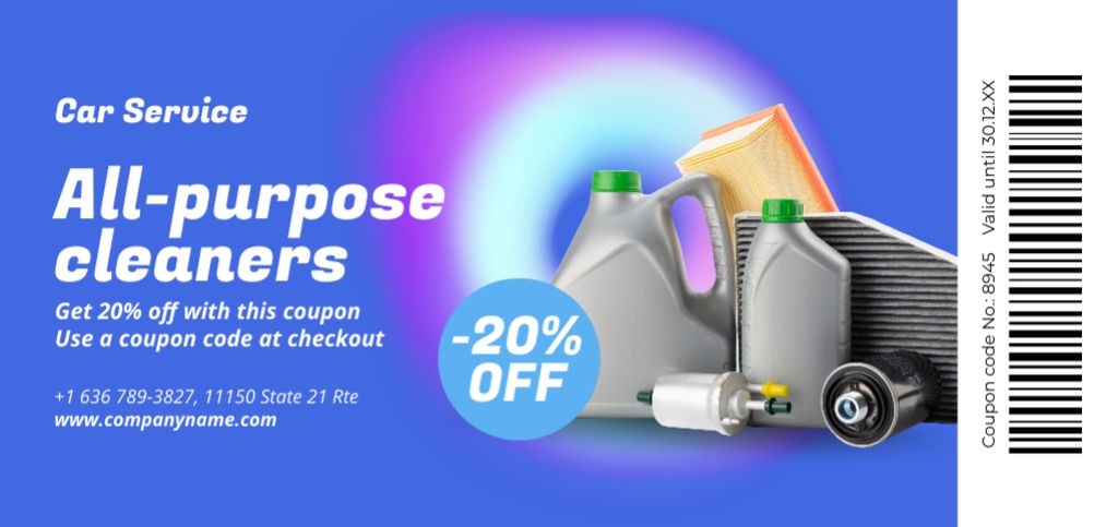 Discount Offer of Car Cleaning Supplies Coupon Din Large Design Template