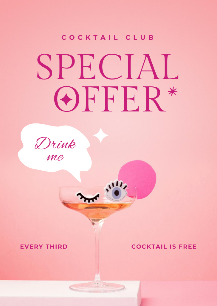 Cocktail Club Special Offer Ad Flyer A6 Design Template
