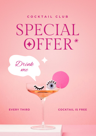 Cocktail Club Special Offer Flyer A6 Design Template