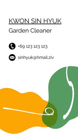 Plantilla de diseño de Oferta de servicio de limpieza de jardines con flor ilustrada Business Card US Vertical 