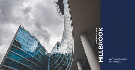 High angle view of modern glass skyscraper Facebook AD – шаблон для дизайна