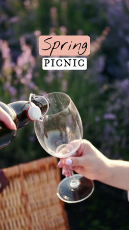 Drinking Wine on Spring Picnic Instagram Video Story Design Template