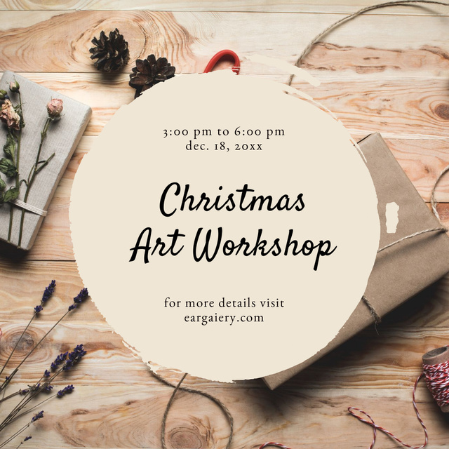 Modèle de visuel Christmas Art Workshop Announcement - Instagram