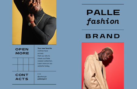 Ontwerpsjabloon van Brochure 11x17in Bi-fold van fashion ad met mannen in stijlvolle outfits