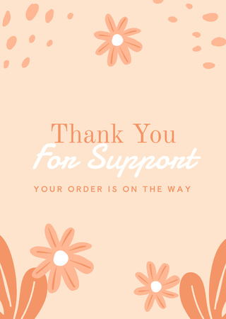 Cute Thankful Phrase with Flowers Postcard A6 Vertical Design Template