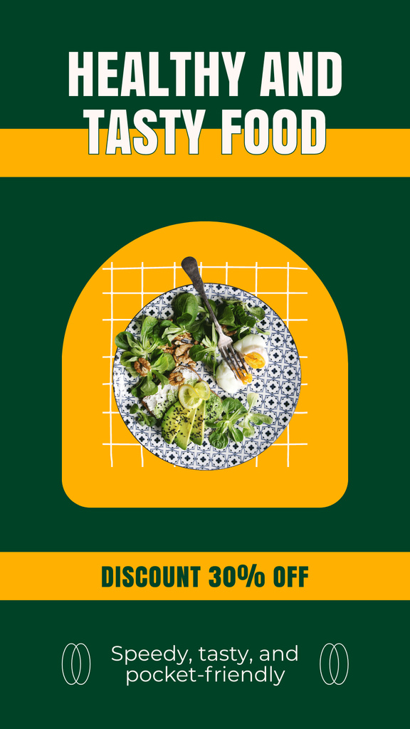 Fast Casual Restaurant Ad with Offer of Healthy and Tasty Food Instagram Storyデザインテンプレート
