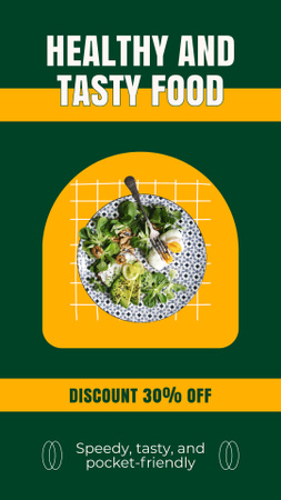 Plantilla de diseño de Anuncio de restaurante rápido e informal con oferta de comida sana y sabrosa Instagram Story 
