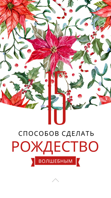 Christmas Traditions Poinsettia red flower Instagram Story – шаблон для дизайна