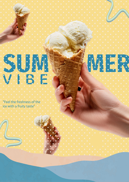 Summer Vibes with Ice Cream Flyer A4 Πρότυπο σχεδίασης