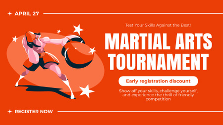 Plantilla de diseño de Torneo de artes marciales con descuento por inscripción anticipada FB event cover 