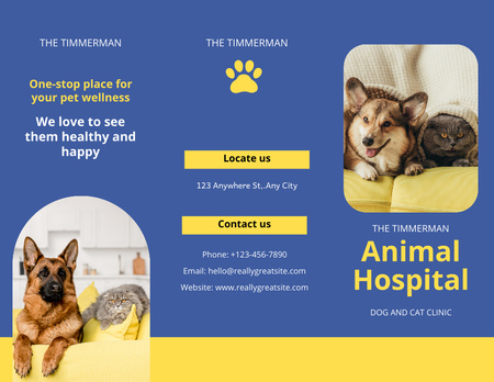 Template di design Offerta di servizi ospedalieri per animali con cani e gatti carini Brochure 8.5x11in
