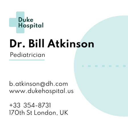 Pediatric Hospital Ad with Blue Medical Cross Square 65x65mm Design Template
