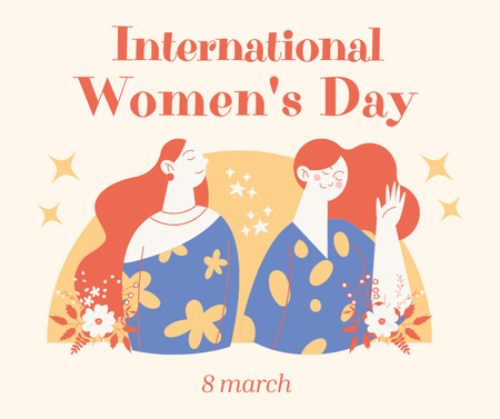 Illustration of Cute Women on International Women's Day Facebook Design Template