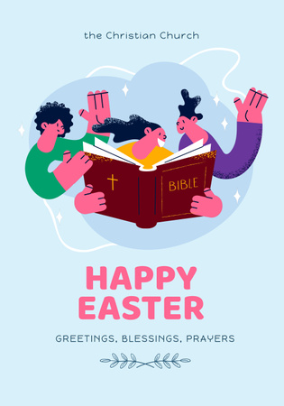 Cute Easter Holiday Greeting Poster 28x40in – шаблон для дизайну