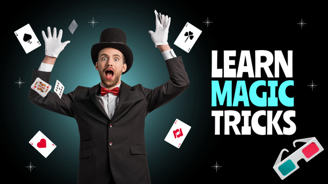 Learn magic tricks Youtube Thumbnail tervezősablon