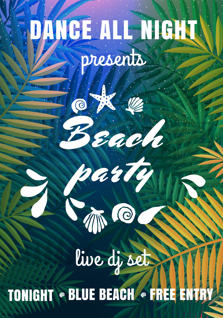 Bright Beach Party Invitation Poster 28x40in – шаблон для дизайну