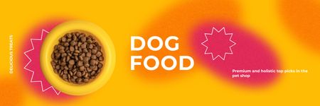 Ontwerpsjabloon van Twitter van Dog Nutrition Offer with Food in Bowl