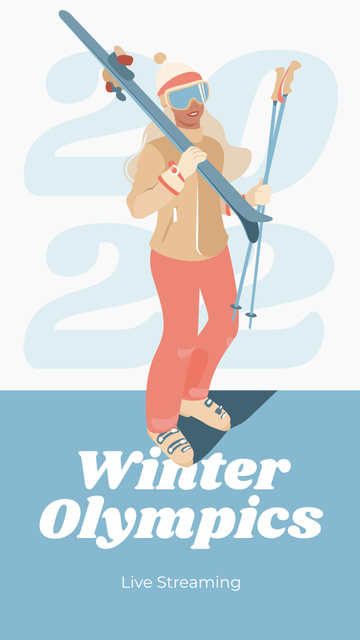 Plantilla de diseño de Winter Olympics Announcement on Blue Instagram Story 