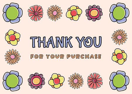 Thank You Message with Colorful Flowers Card Design Template
