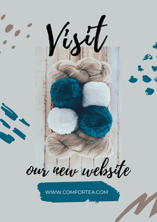 Website Ad with threads in basket Poster Modelo de Design