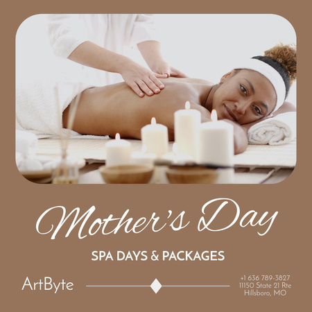 Woman Relaxing in Spa Salon on Mother's Day Instagram Design Template