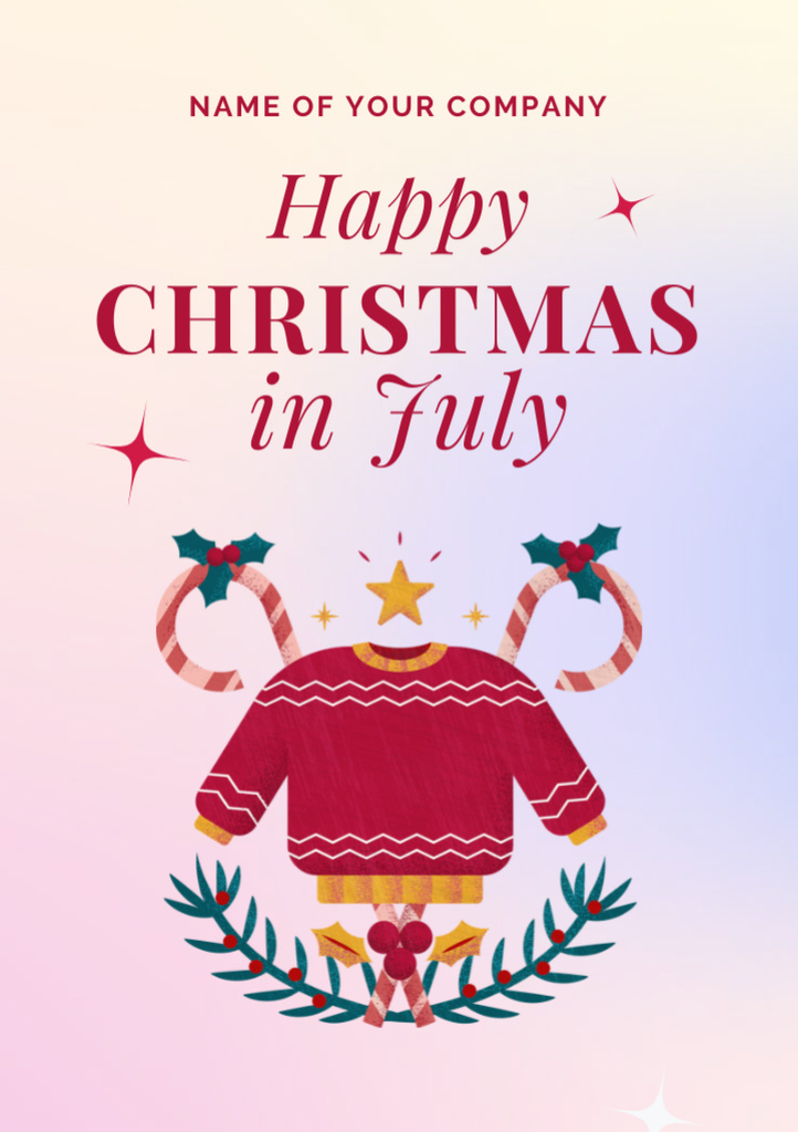 Mesmerizing Christmas in July Salutation With Sweater And Candy Canes Flyer A5 Tasarım Şablonu