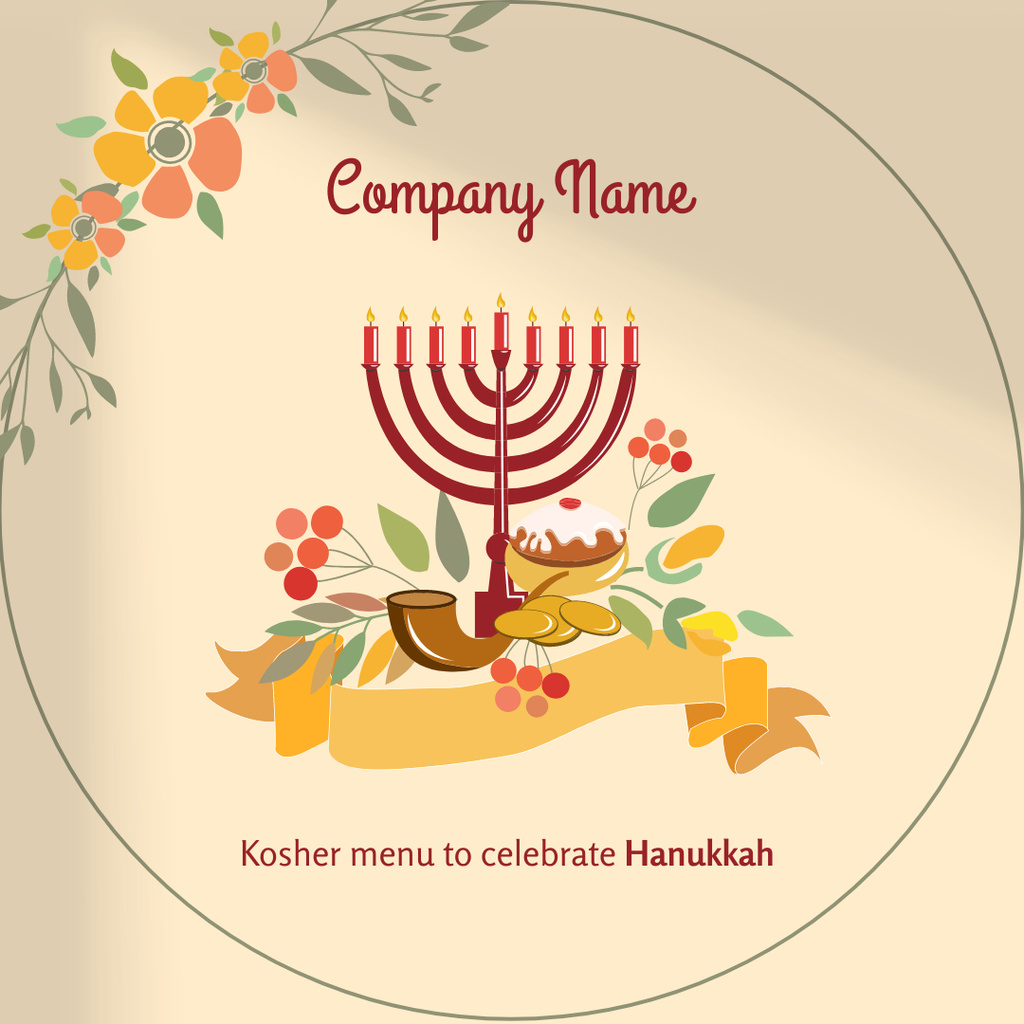 Kosher Food Menu Offer to Celebrate Hanukkah Instagram Design Template