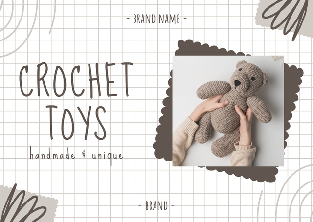 Handmade Crochet Toys Offer Card – шаблон для дизайну