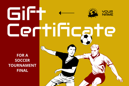 Template di design Annuncio finale del torneo di calcio Gift Certificate